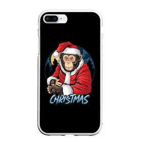 Чехол для iPhone 7Plus/8 Plus матовый с принтом CHRISTMAS (обезьяна) в Новосибирске, Силикон | Область печати: задняя сторона чехла, без боковых панелей | chimpanzee | christmas | gorilla | merry christmas | monkey | santa claus | бигфут | гамадрил | гиббон | год обе | горилла | дед мороз | ёлка | животное | зверь | мартышка | новый год | обезьяна | орангутан | подарок | праздник