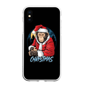 Чехол для iPhone XS Max матовый с принтом CHRISTMAS (обезьяна) в Новосибирске, Силикон | Область печати: задняя сторона чехла, без боковых панелей | chimpanzee | christmas | gorilla | merry christmas | monkey | santa claus | бигфут | гамадрил | гиббон | год обе | горилла | дед мороз | ёлка | животное | зверь | мартышка | новый год | обезьяна | орангутан | подарок | праздник