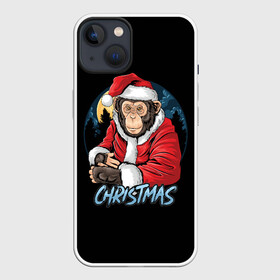 Чехол для iPhone 13 с принтом CHRISTMAS (обезьяна) в Новосибирске,  |  | chimpanzee | christmas | gorilla | merry christmas | monkey | santa claus | бигфут | гамадрил | гиббон | год обе | горилла | дед мороз | ёлка | животное | зверь | мартышка | новый год | обезьяна | орангутан | подарок | праздник