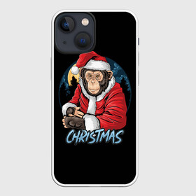 Чехол для iPhone 13 mini с принтом CHRISTMAS (обезьяна) в Новосибирске,  |  | chimpanzee | christmas | gorilla | merry christmas | monkey | santa claus | бигфут | гамадрил | гиббон | год обе | горилла | дед мороз | ёлка | животное | зверь | мартышка | новый год | обезьяна | орангутан | подарок | праздник