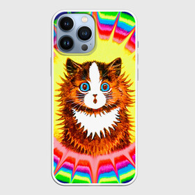 Чехол для iPhone 13 Pro Max с принтом Psychedelic Rainbow Cat в Новосибирске,  |  | benedict cumberbatch | louis wain | louis wains cats | psychedelic rainbow cat | the electrical life | антропоморфный | бенедикт камбербэтч | известный художник | кошачьи миры луиса уэйна | луис вэйн | луис уэйн | радуга | радужный кот