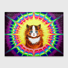 Обложка для студенческого билета с принтом Psychedelic Rainbow Cat в Новосибирске, натуральная кожа | Размер: 11*8 см; Печать на всей внешней стороне | Тематика изображения на принте: benedict cumberbatch | louis wain | louis wains cats | psychedelic rainbow cat | the electrical life | антропоморфный | бенедикт камбербэтч | известный художник | кошачьи миры луиса уэйна | луис вэйн | луис уэйн | радуга | радужный кот