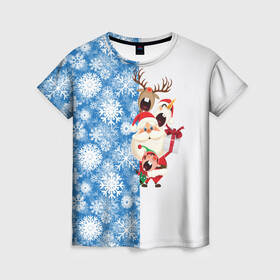 Женская футболка 3D с принтом Подарок от Санты в Новосибирске, 100% полиэфир ( синтетическое хлопкоподобное полотно) | прямой крой, круглый вырез горловины, длина до линии бедер | christmas | merry christmas | santa claus | гном | дед мороз | ёлка | зима | мороз | новый год | олень | подарок | праздник | рождество | с новым годом | санта клаус | снеговик | снегурочка | снежинки