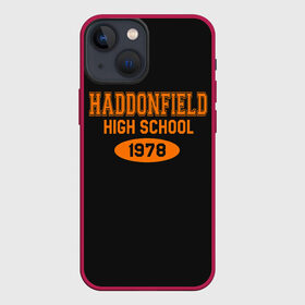 Чехол для iPhone 13 mini с принтом Haddonfield High School 1978 в Новосибирске,  |  | face | haddonfield | halloween | high | killer | leather | maniac | michael | myers | mystic | school | uniform | кожаное | лицо | майерс | майкл | мистика | старшая | униформа | форма | хаддонифилд | хэллоуин | ш