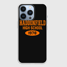 Чехол для iPhone 13 Pro с принтом Haddonfield High School 1978 в Новосибирске,  |  | Тематика изображения на принте: face | haddonfield | halloween | high | killer | leather | maniac | michael | myers | mystic | school | uniform | кожаное | лицо | майерс | майкл | мистика | старшая | униформа | форма | хаддонифилд | хэллоуин | ш