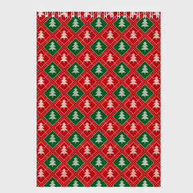 Скетчбук с принтом Ёлочки (красно зелёные) в Новосибирске, 100% бумага
 | 48 листов, плотность листов — 100 г/м2, плотность картонной обложки — 250 г/м2. Листы скреплены сверху удобной пружинной спиралью | merry christmas | бабушкин свитер | дед мороз | ёлка | елочные шары | новогодний подарок | новый год | подарок | природа | рождество | свитер | свитер с ёлками | снежинки