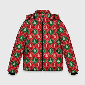Зимняя куртка для мальчиков 3D с принтом Ёлочки (красно зелёные) в Новосибирске, ткань верха — 100% полиэстер; подклад — 100% полиэстер, утеплитель — 100% полиэстер | длина ниже бедра, удлиненная спинка, воротник стойка и отстегивающийся капюшон. Есть боковые карманы с листочкой на кнопках, утяжки по низу изделия и внутренний карман на молнии. 

Предусмотрены светоотражающий принт на спинке, радужный светоотражающий элемент на пуллере молнии и на резинке для утяжки | merry christmas | бабушкин свитер | дед мороз | ёлка | елочные шары | новогодний подарок | новый год | подарок | природа | рождество | свитер | свитер с ёлками | снежинки