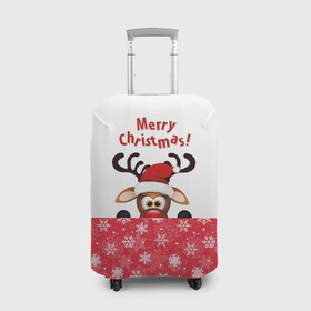 Чехол для чемодана 3D с принтом Оленёнок (Merry Christmas) в Новосибирске, 86% полиэфир, 14% спандекс | двустороннее нанесение принта, прорези для ручек и колес | merry christmas | santa claus | дед мороз | ёлка | зверь | зима | лось | мороз | новогодние олени | новый год | оленёнок бэмби | оленёнок рудольф | олень | подарок | празд | рождество | с новым годом | сантаклаус