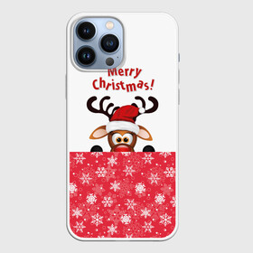 Чехол для iPhone 13 Pro Max с принтом Оленёнок (Merry Christmas) в Новосибирске,  |  | Тематика изображения на принте: merry christmas | santa claus | дед мороз | ёлка | зверь | зима | лось | мороз | новогодние олени | новый год | оленёнок бэмби | оленёнок рудольф | олень | подарок | празд | рождество | с новым годом | сантаклаус
