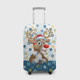 Чехол для чемодана 3D с принтом Весёлый Оленёнок в Новосибирске, 86% полиэфир, 14% спандекс | двустороннее нанесение принта, прорези для ручек и колес | christmas | santa claus | дед мороз | ёлка | зима | игрушки | лось | мороз | новогодние олени | новый год | оленёнок бэмби | оленёнок рудольф | олень | подарок | праздник | рождество | с новым годом | сантаклаус