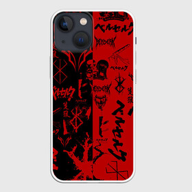 Чехол для iPhone 13 mini с принтом BERSERK BLACK RED | БЕРСЕРК ПАТТЕРН в Новосибирске,  |  | anime | anime berserk | berserk | knight | manga | аниме | аниме берсерк | берсерк | гатс | клеймо | манга | рыцарь | япония