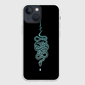 Чехол для iPhone 13 mini с принтом вьющаяся змея в Новосибирске,  |  | animal | blue | curly | dangerous | deadly | ghostly | phobia | reptile | snake | вьющаяся | голубая | животное | змея | опаснавя | призрачная | фобия
