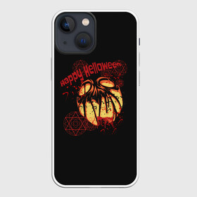 Чехол для iPhone 13 mini с принтом happy Halloween в Новосибирске,  |  | blood | bloody | evil | halloween | happy | monster | pumpkin | spiteful | spray | брызги | веселого | зло | злобный | кровавая | кровавый | кровь | монстр | тыква | хэллоуин | хэллоуина