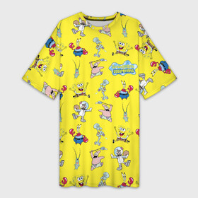 Платье-футболка 3D с принтом SpongeBob pattern в Новосибирске,  |  | Тематика изображения на принте: sponge bob | spongebob | губка боб | квадратные штаны | мистер крабс | патрик | сквидвард | сквэр пэнтс | спанч боб | сэнди чикс | шелдон планктон