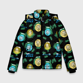 Зимняя куртка для мальчиков 3D с принтом Новогодний принт с тиграми в Новосибирске, ткань верха — 100% полиэстер; подклад — 100% полиэстер, утеплитель — 100% полиэстер | длина ниже бедра, удлиненная спинка, воротник стойка и отстегивающийся капюшон. Есть боковые карманы с листочкой на кнопках, утяжки по низу изделия и внутренний карман на молнии. 

Предусмотрены светоотражающий принт на спинке, радужный светоотражающий элемент на пуллере молнии и на резинке для утяжки | 2022 | christmas cat | kitten | mood | toys | tree | year | год | елка | елки | елочные | золотой | игрушки | кот | котенок | кошачьи | настроение | новогодние | новый тигра | пушистая | снежная | тигр | фон | черный