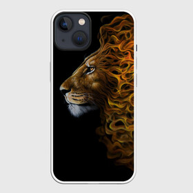 Чехол для iPhone 13 с принтом ПЛАМЕННЫЙ ЛЕВ в Новосибирске,  |  | fire | flame | king | lion | вожак | голова | животные | звери | кошки | лев | огонь | пламя | царь