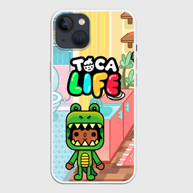 Чехол для iPhone 13 с принтом Toca Boca | Тока бока костюм крокодила в Новосибирске,  |  | toca boca | детская игра | дружба | игра | лого | логотип | персонажи | прикоснуться ко рту | руки | тока бока
