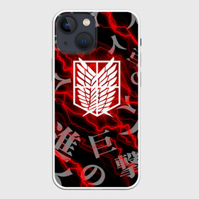 Чехол для iPhone 13 mini с принтом Атака Титанов: Monsters. в Новосибирске,  |  | attack on titan | monsters | pattrn | аниме | атака титанов | гроза | молния | монстры | неон | паттерн | титаны