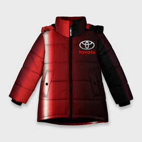 Зимняя куртка для девочек 3D с принтом [Toyota] В полоску в Новосибирске, ткань верха — 100% полиэстер; подклад — 100% полиэстер, утеплитель — 100% полиэстер. | длина ниже бедра, удлиненная спинка, воротник стойка и отстегивающийся капюшон. Есть боковые карманы с листочкой на кнопках, утяжки по низу изделия и внутренний карман на молнии. 

Предусмотрены светоотражающий принт на спинке, радужный светоотражающий элемент на пуллере молнии и на резинке для утяжки. | auto | sport | toyota | авто | автомобиль | бренд | спорт | тойота