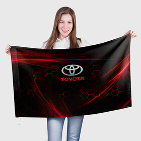 Флаг 3D с принтом [Toyota] Неоновые соты в Новосибирске, 100% полиэстер | плотность ткани — 95 г/м2, размер — 67 х 109 см. Принт наносится с одной стороны | auto | sport | toyota | авто | автомобиль | бренд | спорт | тойота