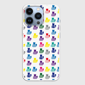 Чехол для iPhone 13 Pro с принтом Узор из котов в Новосибирске,  |  | животные | кот | кошка | орнамент | разноцветный | символ | узор | цветной | яркий
