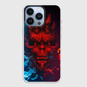 Чехол для iPhone 13 Pro с принтом Diablo Fire Ice в Новосибирске,  |  | Тематика изображения на принте: black | demon | devil | fire | hell | horns | ice | prints | top | trend | ад | демон | дьявол | лёд | огонь | принты | рога | топ | тренд | черный