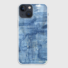 Чехол для iPhone 13 mini с принтом Джинсовые мазки в Новосибирске,  |  | Тематика изображения на принте: акварель | арт | джинса | джинсы | краски | мазки | мазки красок | рисунок | рисунок акварелью | рисунок красками | ткань