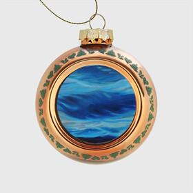 Стеклянный ёлочный шар с принтом Акварельное море в Новосибирске, Стекло | Диаметр: 80 мм | акварель | арт | вода | краски | мазки | мазки красок | море | рисунок | рисунок акварелью | рисунок красками | тёмная вода
