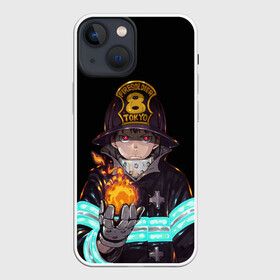 Чехол для iPhone 13 mini с принтом Кусакабэ Синра Пламенная бригада в Новосибирске,  |  | fire force | кусакабэ синра | пламенный отряд | пожарный | токио