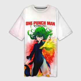 Платье-футболка 3D с принтом Тацумаки One Punch Man в Новосибирске,  |  | one punch man | one punchman | onepunchman | senritsu no tatsumaki | tatsumaki | аниме | ван панч мен | ванпанчмен | манга | тацумаки | торнадо | торнадо ужаса | ужасная торнадо | человек одинудар | человек одного удара