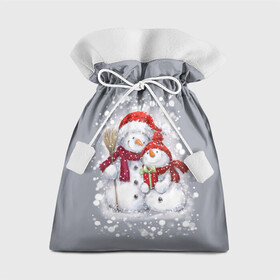 Подарочный 3D мешок с принтом Два снеговика в Новосибирске, 100% полиэстер | Размер: 29*39 см | 2022 | год тигра | новогодний подарок | новый год | подарок на новый год | снег | снеговик | снеговики