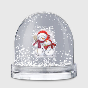 Игрушка Снежный шар с принтом Два снеговика в Новосибирске, Пластик | Изображение внутри шара печатается на глянцевой фотобумаге с двух сторон | 2022 | год тигра | новогодний подарок | новый год | подарок на новый год | снег | снеговик | снеговики