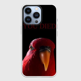 Чехол для iPhone 13 Pro с принтом Красный попугай | Red parrot в Новосибирске,  |  | Тематика изображения на принте: 3 | bird | dark | gumi | hideaki utsumi | meme | parrot | red | souls | tiktok | wue | wuewuewue | вуе | дарк | красная | красный | мем | попугай | птица | соулс | тикоток | япония