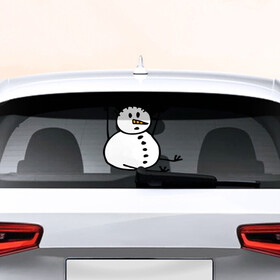 Наклейка на авто - для заднего стекла с принтом Снеговик в дудл стиле в Новосибирске, ПВХ | Точные размеры наклейки зависят от выбранного изображения (ширина не больше 75 мм, высота не больше 45 мм) | дудл | зима | зимний | нарисованный | от руки | снег | снеговик