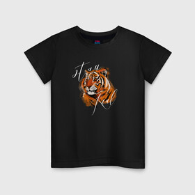 Детская футболка хлопок с принтом Tiger | Stay real в Новосибирске, 100% хлопок | круглый вырез горловины, полуприлегающий силуэт, длина до линии бедер | 2022 | 2022 год | happy new year | santa | год тигра | дед мороз | каникулы | мороз | новогодний свитер | новый год | новый год 2022 | новый год тигра | оливье | праздник | рождество | санта клаус | свитер новогодний