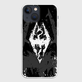 Чехол для iPhone 13 mini с принтом TES DRAGON WHITE LOGO | БРЫЗГИ КРАСОК в Новосибирске,  |  | dovahkiin | dragon | dragonborn | fus ro dah | oblivion | rpg | skyrim | tes | tes 5 | tes skyrim | tes v | the elder scrolls | the elder scrolls skyrim | we know | докавин | дракон | мы знаем | обливион | рпг | скайрим | фус ро дах