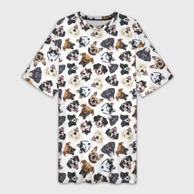 Платье-футболка 3D с принтом Разные Породы Собак в Новосибирске,  |  | animal | dog | барбос | бобик | год собаки | друг человека | животное | зверь | ищейка | кинолог | кость | лайка | лапы | пес | собака | собачка | хищник | четвероногий | шарик | щенок