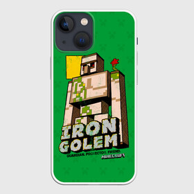 Чехол для iPhone 13 mini с принтом Железный Голем   Minecraft в Новосибирске,  |  | craft | golem | iron | mine | minecraft | блоки | голем | деревянный | добывать | железный | каменный | компьютерная игра | крафт | кубики | майн | майнкрафт | манкрафт | нейтральный моб | ремесло | скин | снежный