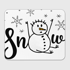 Прямоугольный коврик для мышки с принтом Снеговик ловит снежинки в Новосибирске, натуральный каучук | размер 230 х 185 мм; запечатка лицевой стороны | дудл | зима | зимний | леттеринг | надпись | нарисованный | от руки | снег | снеговик | снежинки | текст