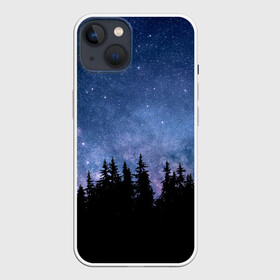 Чехол для iPhone 13 с принтом НОЧНОЙ ЛЕС И ЗВЕЗДЫ в Новосибирске,  |  | dark | forest | night | sky | star | деревья | звезды | космос | лес | небо | ночь | пейзаж | природа | свет