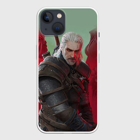 Чехол для iPhone 13 с принтом ВЕДЬМАК | THE WITCHER | ГЕРАЛЬТ С МЕЧОМ в Новосибирске,  |  | Тематика изображения на принте: geralt | the witcher | the witcher wild hunt | witcher | wolf | аард | аксий | белый волк | ведьмак | ведьмак 3 | волк | геральт | игни | ирден | йенифер | каер морхен | квен | охотник | трисс | цири | школа волка