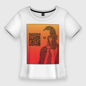 Женская футболка 3D Slim с принтом QR Маяковский в Новосибирске,  |  | qr код | qrкод | арт | маяковский | поэт | стихи