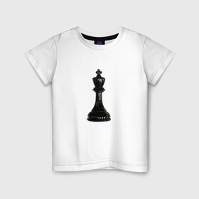 Детская футболка хлопок с принтом Шахматная фигура Чёрный король в Новосибирске, 100% хлопок | круглый вырез горловины, полуприлегающий силуэт, длина до линии бедер | игра | игровая | игры | короли | король | логика | логичные | настольная | настольные | спорт | спортивная | фигура | фигурка | фигурки | фигуры | чёрные | чёрный | шахматный | шахматы