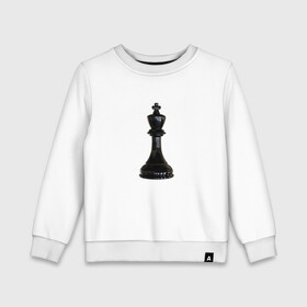Детский свитшот хлопок с принтом Шахматная фигура Чёрный король в Новосибирске, 100% хлопок | круглый вырез горловины, эластичные манжеты, пояс и воротник | игра | игровая | игры | короли | король | логика | логичные | настольная | настольные | спорт | спортивная | фигура | фигурка | фигурки | фигуры | чёрные | чёрный | шахматный | шахматы