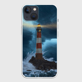 Чехол для iPhone 13 с принтом НОЧНОЙ МАЯК в Новосибирске,  |  | light | night | ocean | sea | буря | волны | маяк | море | ночь | океан | пейзаж | природа | свет | стихия