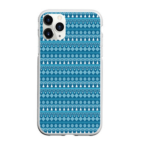Чехол для iPhone 11 Pro матовый с принтом Новогодний узор сине-белого цвета в Новосибирске, Силикон |  | 2022 | gift | ёлка | новый год | подарки | подарок | снежинка | узор