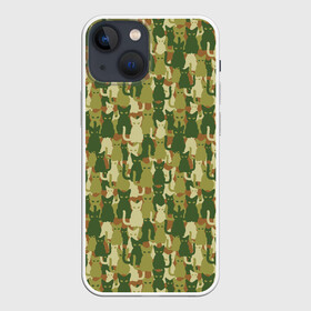 Чехол для iPhone 13 mini с принтом Кошки (камуфляж) в Новосибирске,  |  | Тематика изображения на принте: camouflage | cat | kitty pussy | military camouflage | барсик | год кота | животное | зверь | камуфляж | киска | кот | котофей | котяра | кошачий камуфляж | кошечка | кошка | маскировка | масхалат | милитари | мурзик | мурлыка