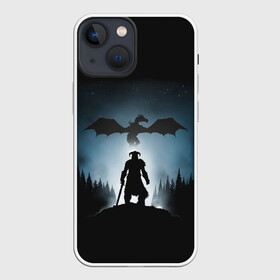 Чехол для iPhone 13 mini с принтом Силует драконорождённого в Новосибирске,  |  | bethesda | elder scrolls | game | games | бесезда | игра | игры | свитки | элдер скролс