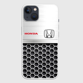 Чехол для iPhone 13 с принтом HONDA | Стальная решетка в Новосибирске,  |  | honda | honda accord | honda civic | honda cr v | honda moto | honda motor | honda motors | ж | железная решетка | красный логотип | логотип красный | сталь | стальная решетка | стальные соты | хонда | хонда аккорд
