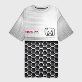 Платье-футболка 3D с принтом HONDA  Стальная решетка в Новосибирске,  |  | honda | honda accord | honda civic | honda cr v | honda moto | honda motor | honda motors | ж | железная решетка | красный логотип | логотип красный | сталь | стальная решетка | стальные соты | хонда | хонда аккорд